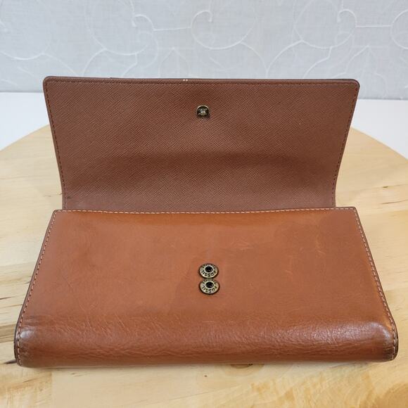 Fossil Leather Checkbook Wallet Womens 7" Brown Trifold Cash Card ID Slots - Picture 9 of 12